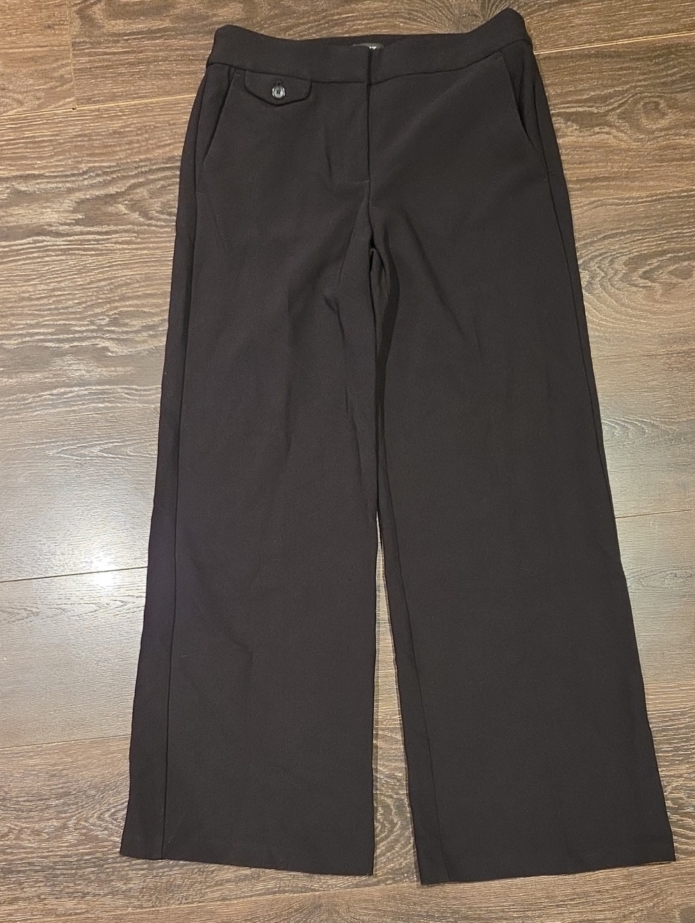 ❤️ ANN TAYLOR LOFT HIGH RISE WIDE LEG PONTE KNIT PANTS / TROUSERS, BLACK 4 (27)